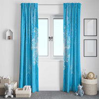 New Zealand Matariki Waiti Window Curtain Maori Moko Cyan Galaxy