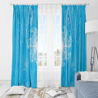 New Zealand Matariki Waiti Window Curtain Maori Moko Cyan Galaxy