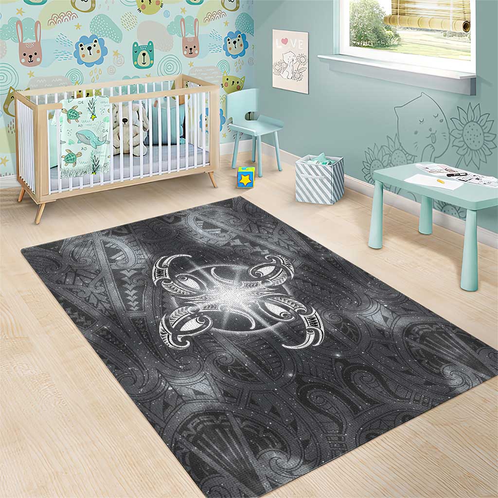 New Zealand Matariki Ururangi Area Rug Maori Moko Grey Galaxy