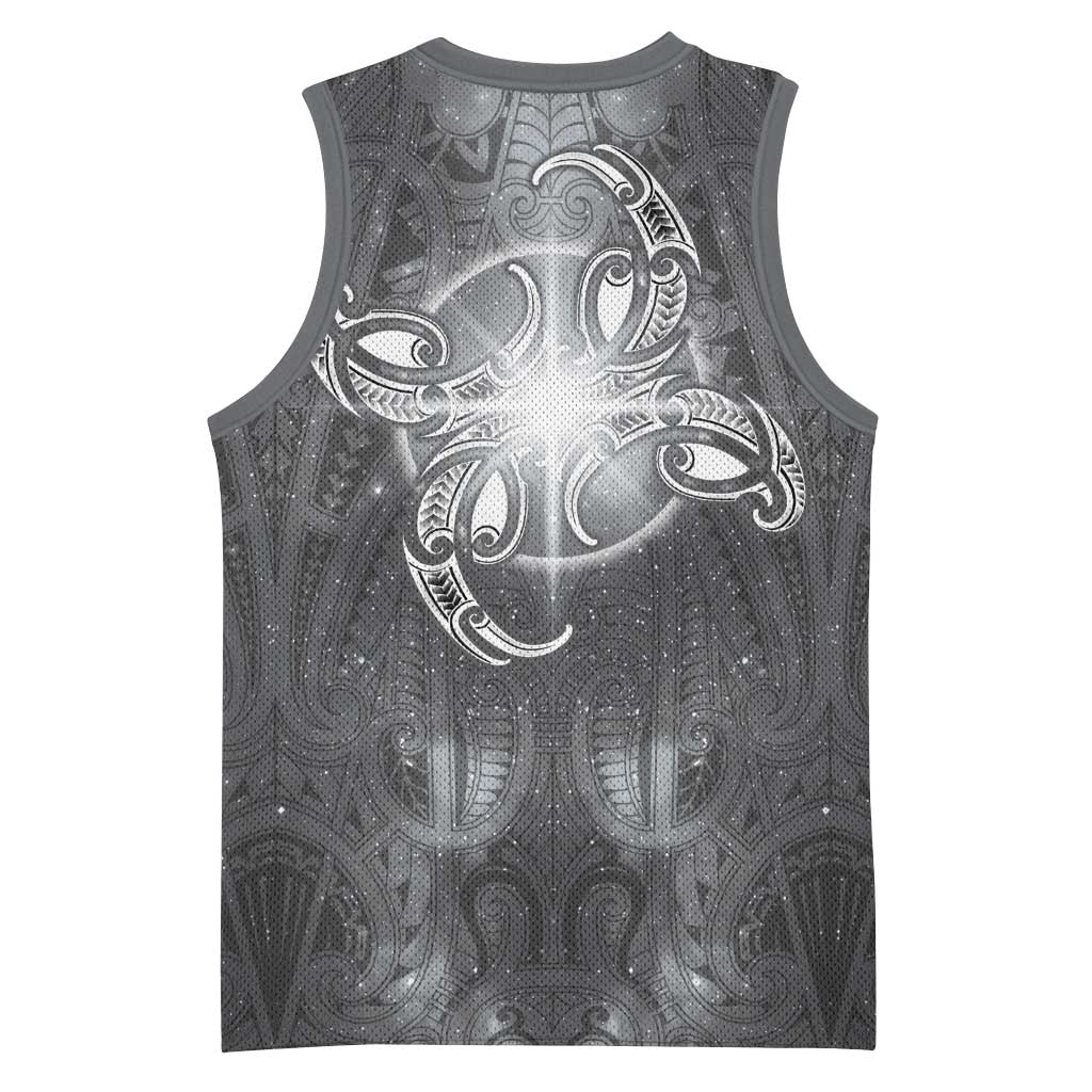 New Zealand Matariki Ururangi Basketball Jersey Maori Moko Grey Galaxy