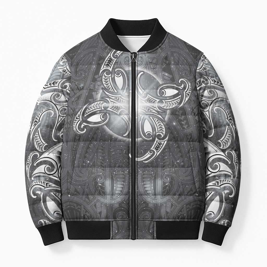 New Zealand Matariki Ururangi Bomber Puffer Jacket Maori Moko Grey Galaxy