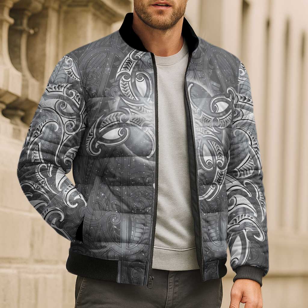 New Zealand Matariki Ururangi Bomber Puffer Jacket Maori Moko Grey Galaxy