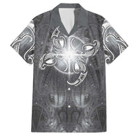 New Zealand Matariki Ururangi Family Matching Long Sleeve Bodycon Dress and Hawaiian Shirt Maori Moko Grey Galaxy LT05 Dad's Shirt - Short Sleeve Grey - Polynesian Pride