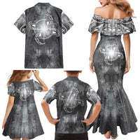 New Zealand Matariki Ururangi Family Matching Mermaid Dress and Hawaiian Shirt Maori Moko Grey Galaxy LT05 - Polynesian Pride