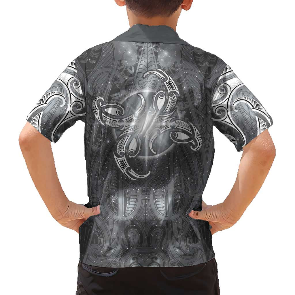 New Zealand Matariki Ururangi Family Matching Summer Maxi Dress and Hawaiian Shirt Maori Moko Grey Galaxy LT05 - Polynesian Pride
