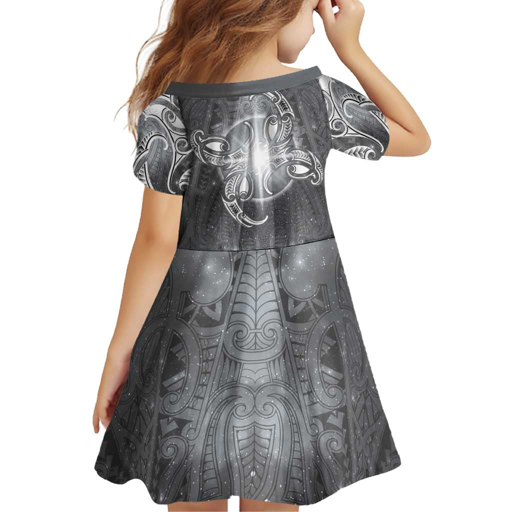 New Zealand Matariki Ururangi Family Matching Summer Maxi Dress and Hawaiian Shirt Maori Moko Grey Galaxy LT05 - Polynesian Pride