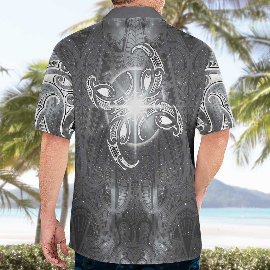 New Zealand Matariki Ururangi Hawaiian Shirt Maori Moko Grey Galaxy