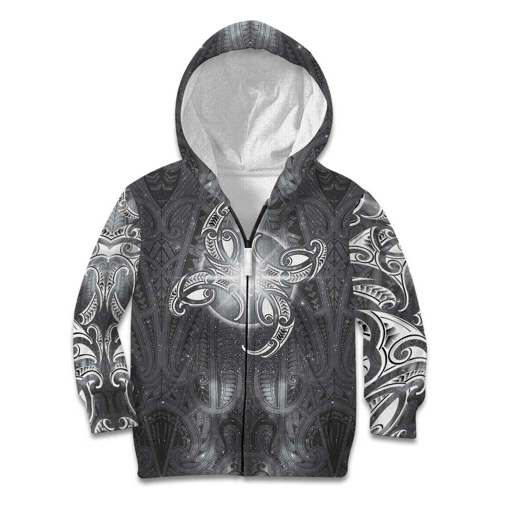 New Zealand Matariki Ururangi Kid Hoodie Maori Moko Grey Galaxy