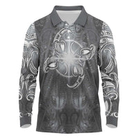 New Zealand Matariki Ururangi Long Sleeve Polo Shirt Maori Moko Grey Galaxy