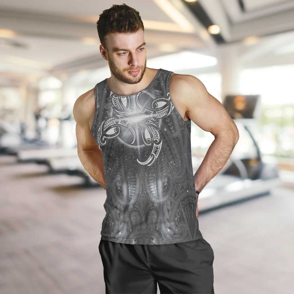 New Zealand Matariki Ururangi Men Tank Top Maori Moko Grey Galaxy