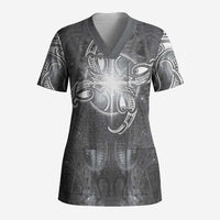 New Zealand Matariki Ururangi Scrub Top Maori Moko Grey Galaxy