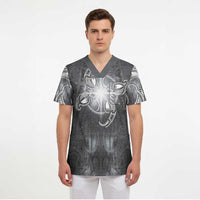 New Zealand Matariki Ururangi Scrub Top Maori Moko Grey Galaxy