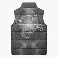New Zealand Matariki Ururangi Sleeveless Puffer Jacket Maori Moko Grey Galaxy
