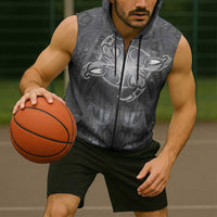 New Zealand Matariki Ururangi Sleeveless Zip Hoodie Maori Moko Grey Galaxy