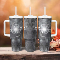 New Zealand Matariki Ururangi Tumbler With Handle Maori Moko Grey Galaxy
