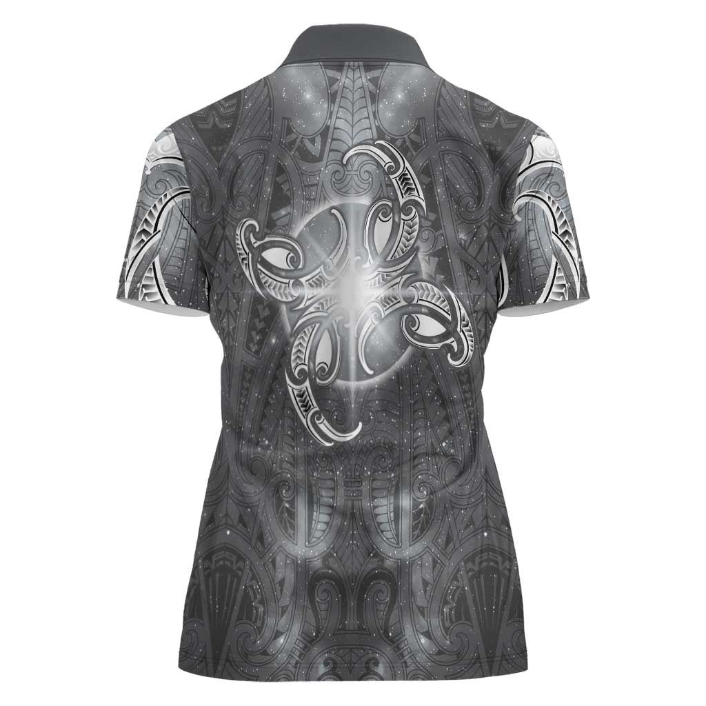 New Zealand Matariki Ururangi Women Polo Shirt Maori Moko Grey Galaxy