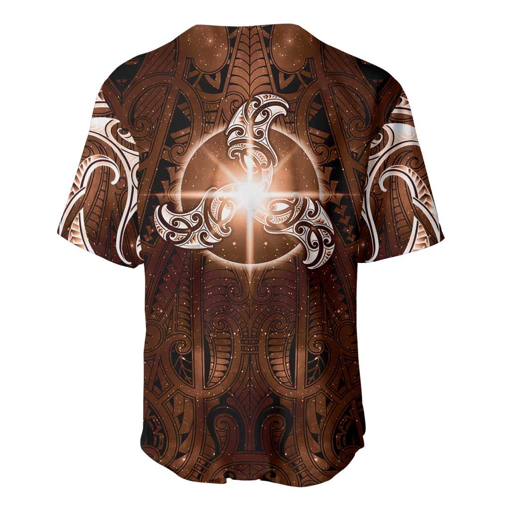 New Zealand Matariki Tupuanuku Baseball Jersey Maori Moko Brown Galaxy