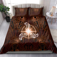 New Zealand Matariki Tupuanuku Bedding Set Maori Moko Brown Galaxy