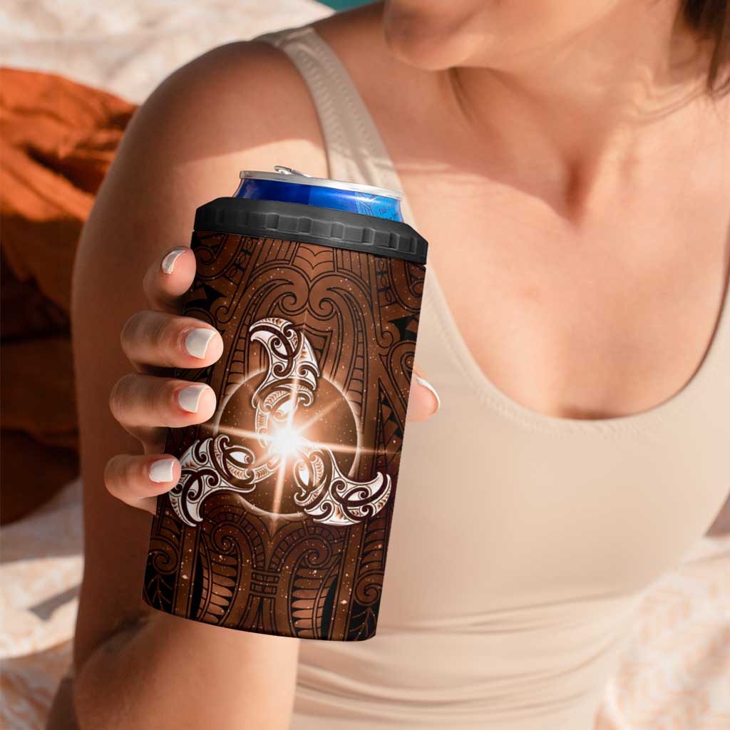New Zealand Matariki Tupuanuku 4 in 1 Can Cooler Tumbler Maori Moko Brown Galaxy LT05 - Polynesian Pride