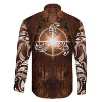 New Zealand Matariki Tupuanuku Family Matching Short Sleeve Bodycon Dress and Hawaiian Shirt Maori Moko Brown Galaxy LT05 - Polynesian Pride