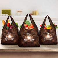 New Zealand Matariki Tupuanuku Grocery Bag Maori Moko Brown Galaxy