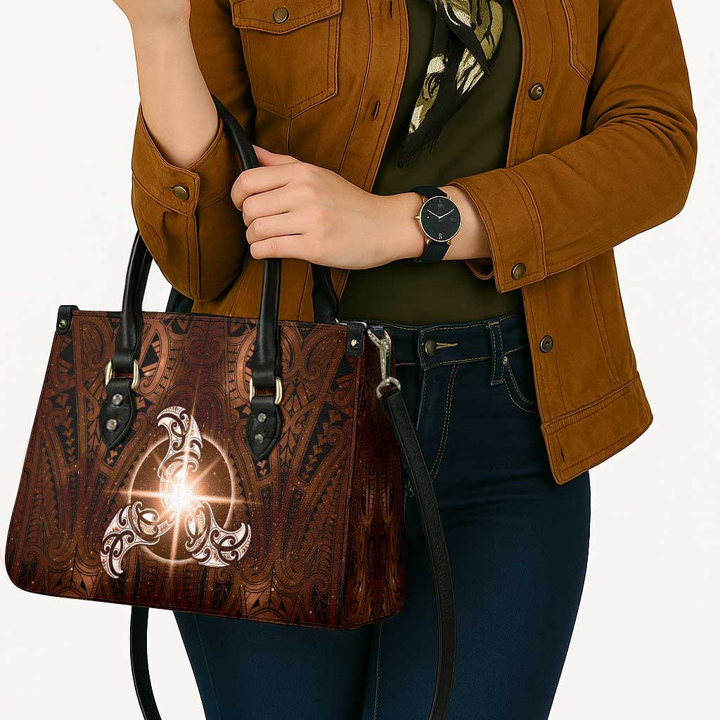 New Zealand Matariki Tupuanuku Leather Bag Maori Moko Brown Galaxy