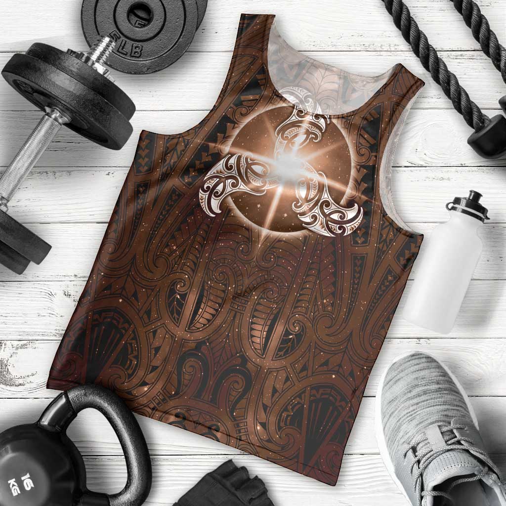 New Zealand Matariki Tupuanuku Men Tank Top Maori Moko Brown Galaxy