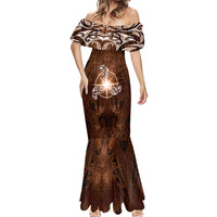New Zealand Matariki Tupuanuku Mermaid Dress Maori Moko Brown Galaxy LT05 - Polynesian Pride