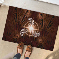 New Zealand Matariki Tupuanuku Rubber Doormat Maori Moko Brown Galaxy