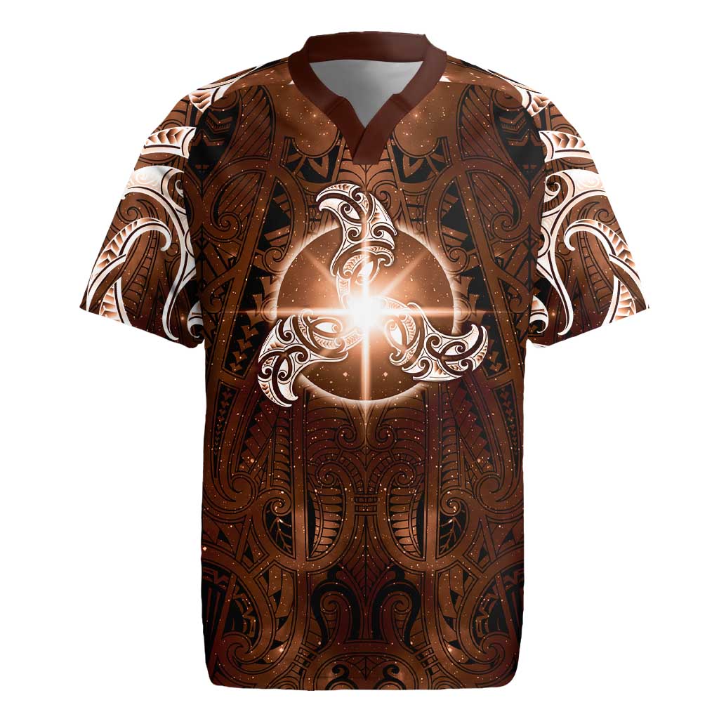 New Zealand Matariki Tupuanuku Rugby Jersey Maori Moko Brown Galaxy