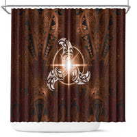 New Zealand Matariki Tupuanuku Shower Curtain Maori Moko Brown Galaxy