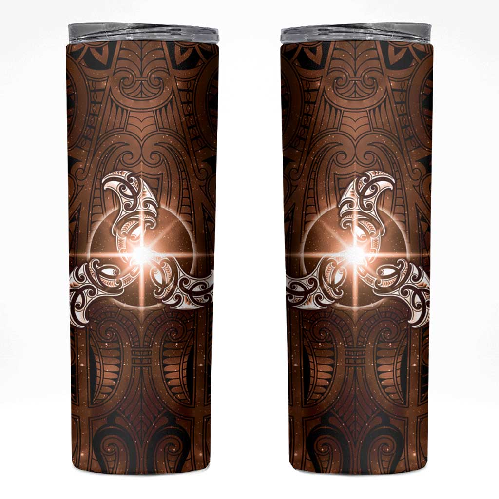New Zealand Matariki Tupuanuku Skinny Tumbler Maori Moko Brown Galaxy LT05 Brown - Polynesian Pride