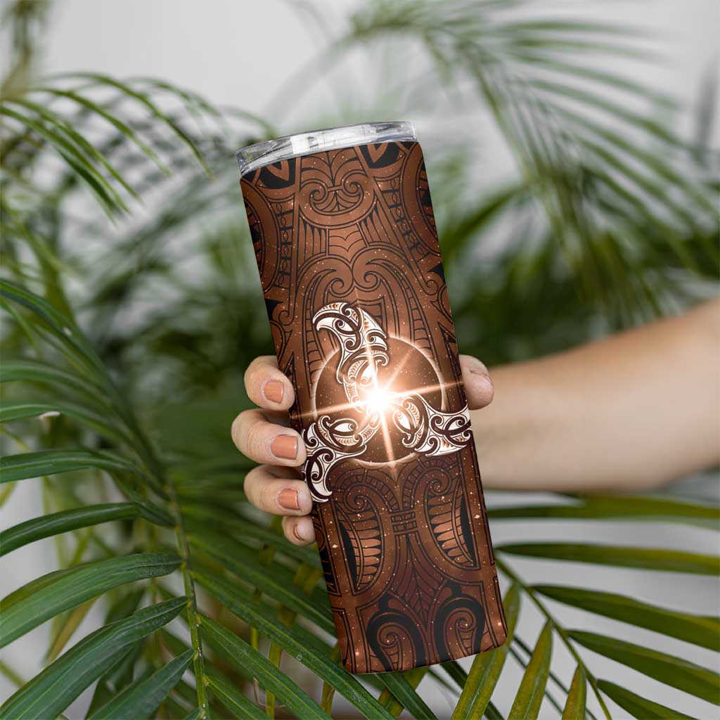 New Zealand Matariki Tupuanuku Skinny Tumbler Maori Moko Brown Galaxy LT05 - Polynesian Pride