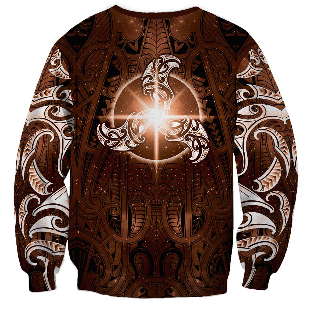 New Zealand Matariki Tupuanuku Sweatshirt Maori Moko Brown Galaxy