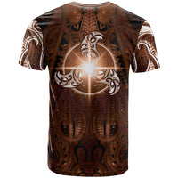 New Zealand Matariki Tupuanuku T Shirt Maori Moko Brown Galaxy