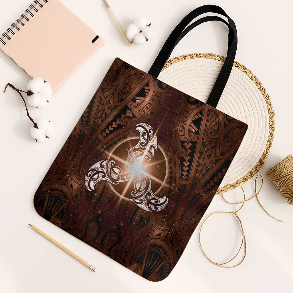 New Zealand Matariki Tupuanuku Tote Bag Maori Moko Brown Galaxy