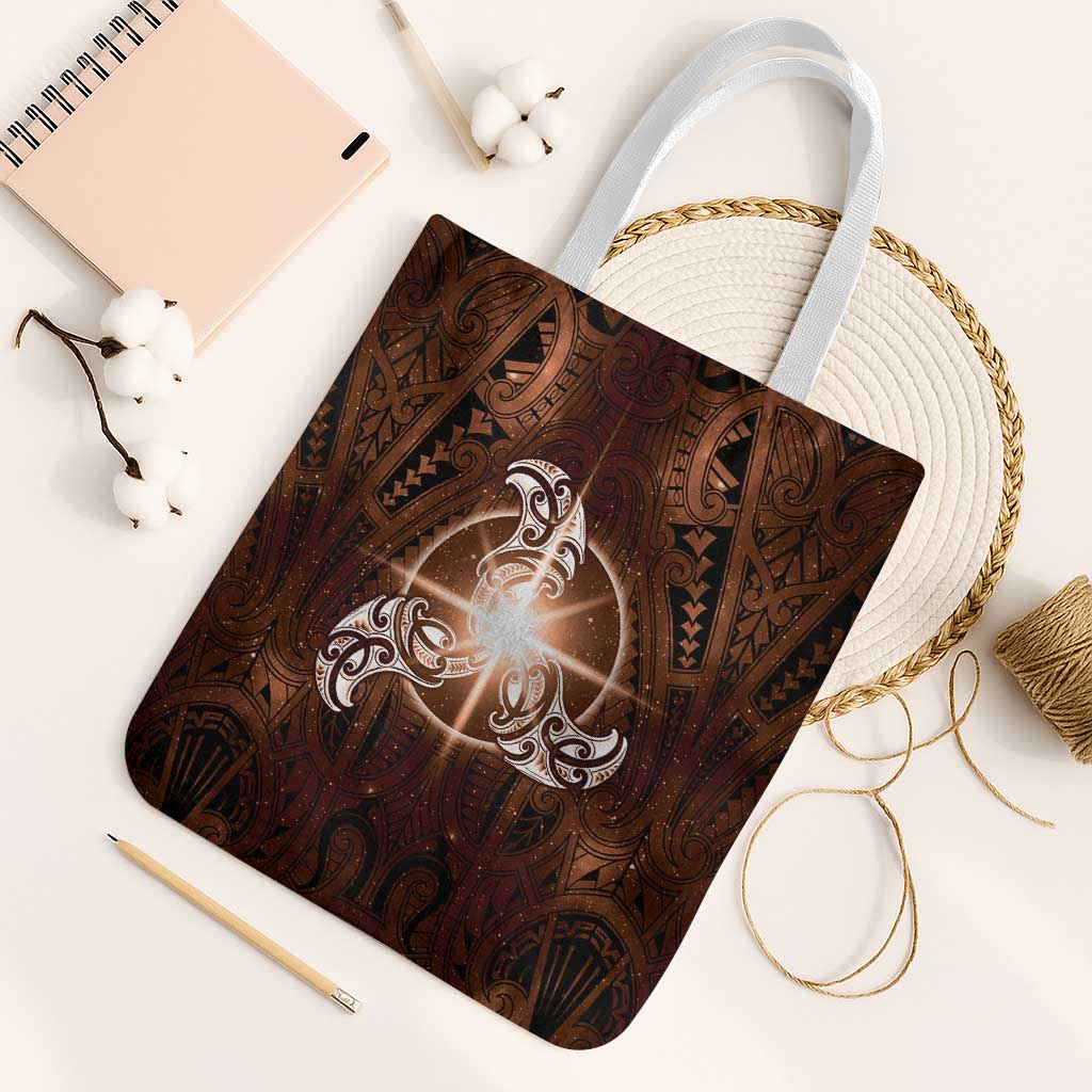 New Zealand Matariki Tupuanuku Tote Bag Maori Moko Brown Galaxy