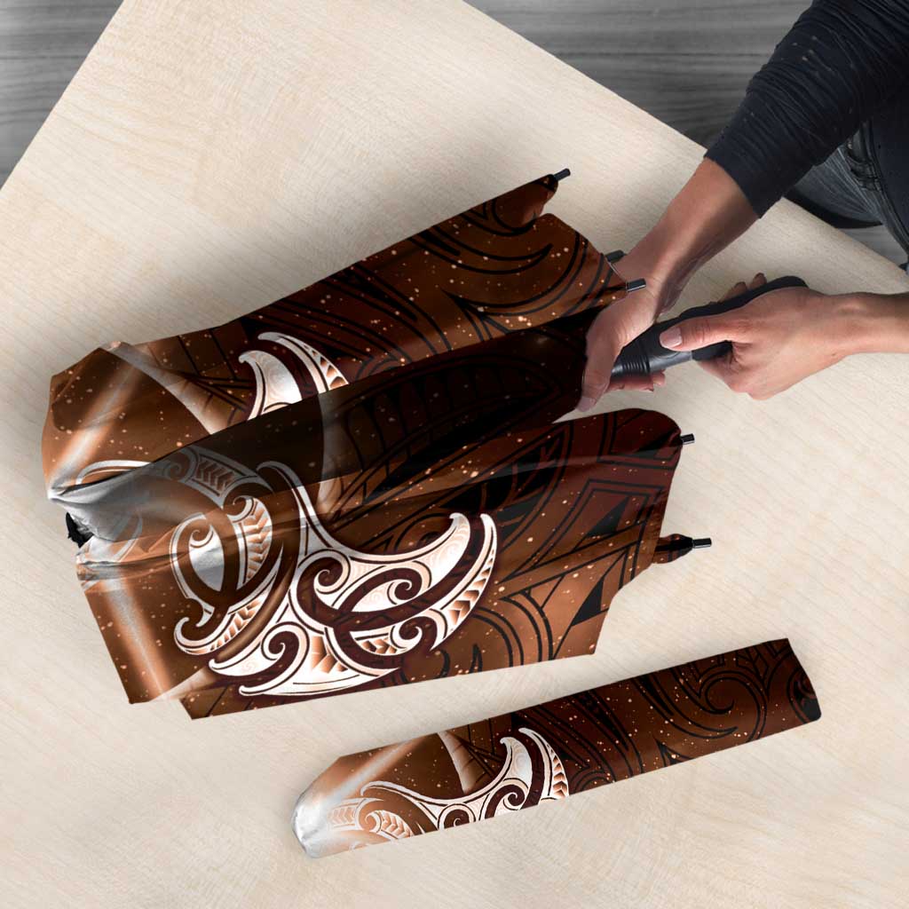 New Zealand Matariki Tupuanuku Umbrella Maori Moko Brown Galaxy