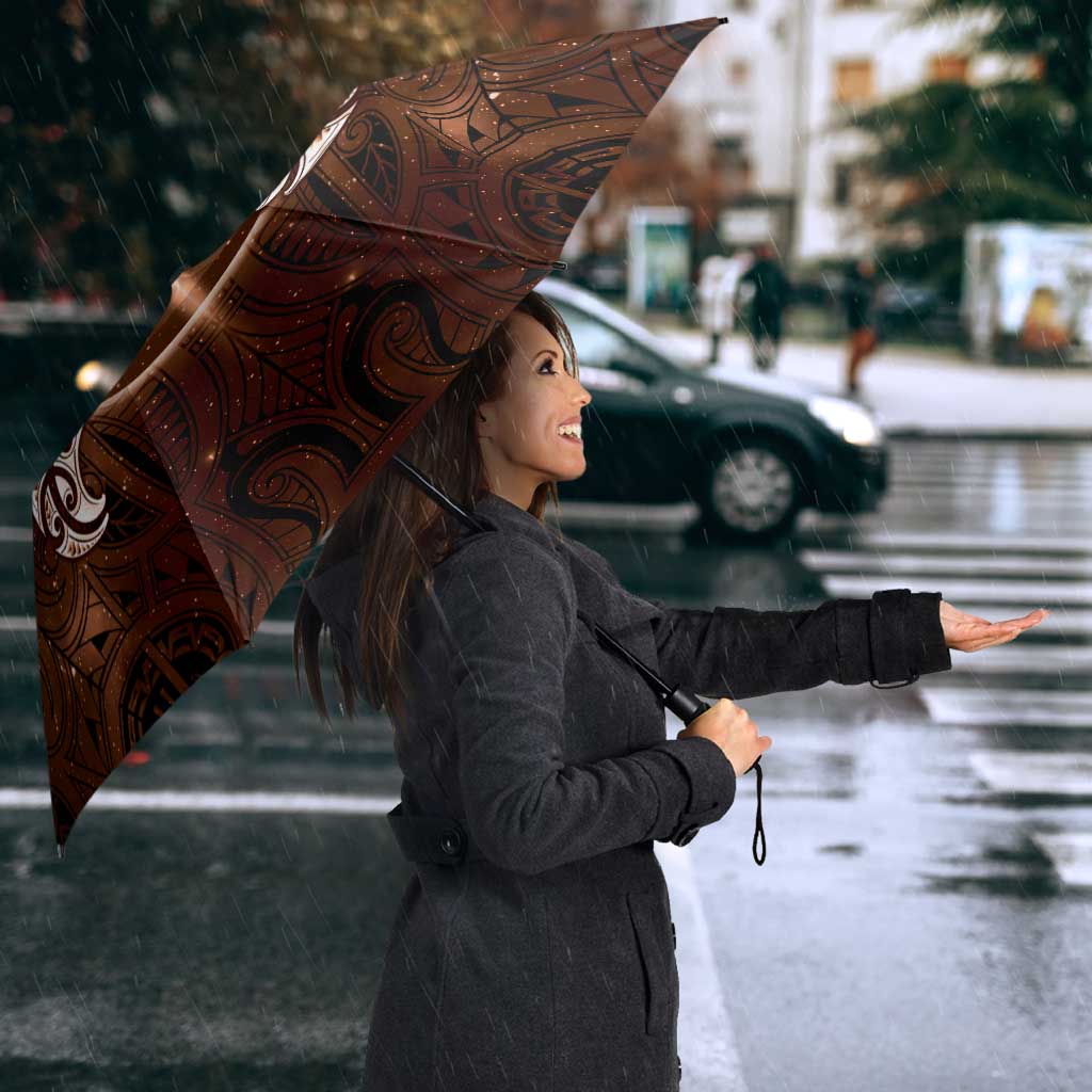 New Zealand Matariki Tupuanuku Umbrella Maori Moko Brown Galaxy