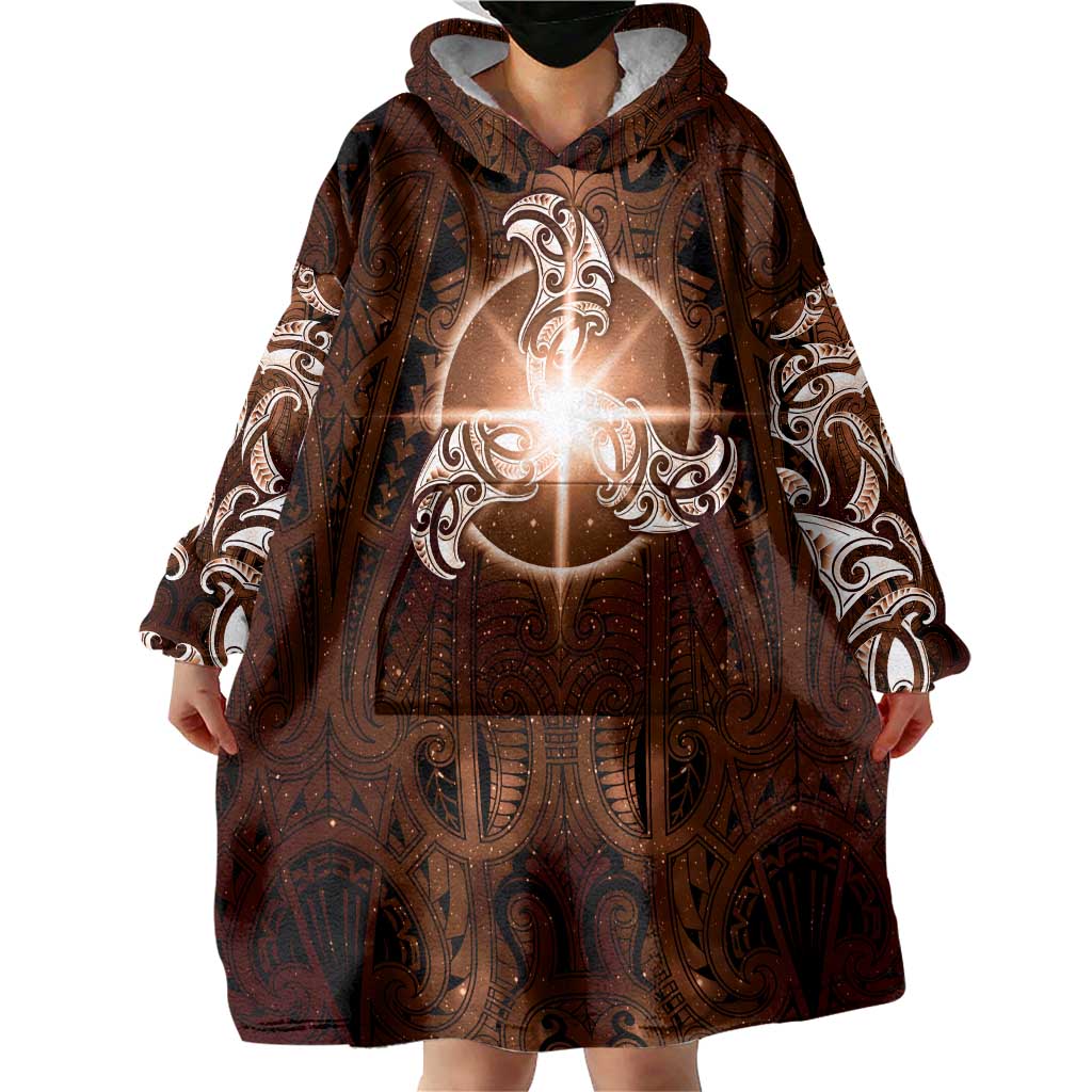 New Zealand Matariki Tupuanuku Wearable Blanket Hoodie Maori Moko Brown Galaxy LT05 - Polynesian Pride
