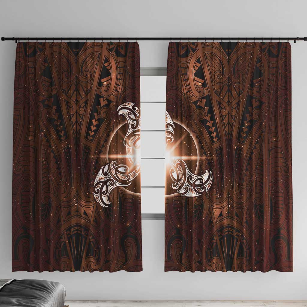 New Zealand Matariki Tupuanuku Window Curtain Maori Moko Brown Galaxy