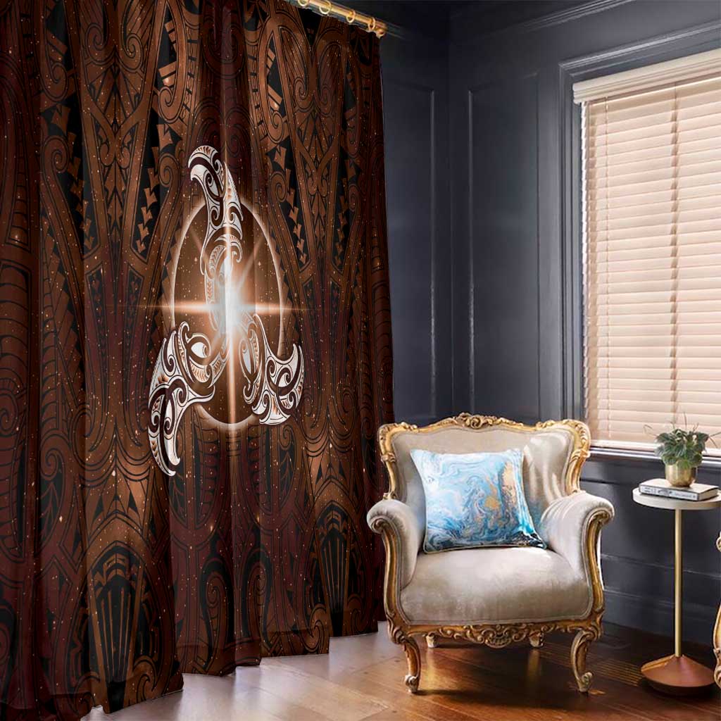 New Zealand Matariki Tupuanuku Window Curtain Maori Moko Brown Galaxy