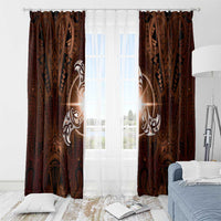 New Zealand Matariki Tupuanuku Window Curtain Maori Moko Brown Galaxy