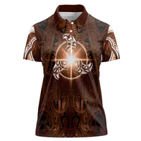 New Zealand Matariki Tupuanuku Women Polo Shirt Maori Moko Brown Galaxy LT05 Female Brown - Polynesian Pride