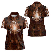 New Zealand Matariki Tupuanuku Women Polo Shirt Maori Moko Brown Galaxy LT05 - Polynesian Pride