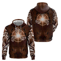 New Zealand Matariki Tupuanuku Zip Hoodie Maori Moko Brown Galaxy LT05 - Polynesian Pride