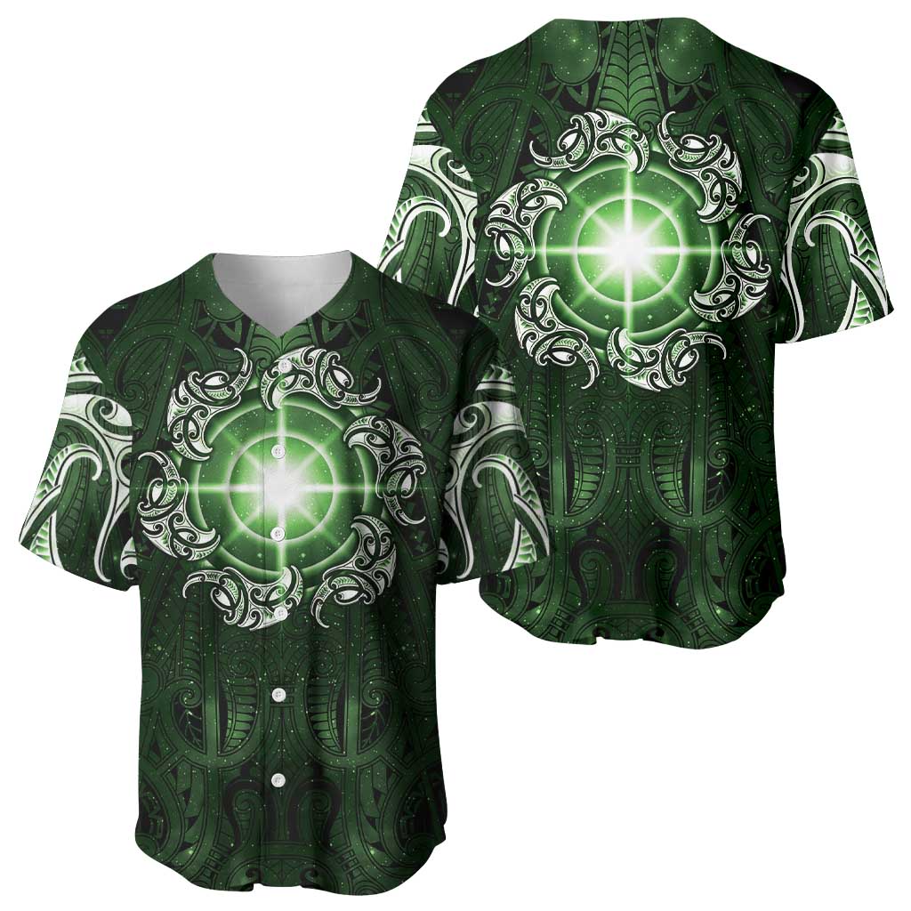 New Zealand Matariki Tupuarangi Baseball Jersey Maori Moko Green Galaxy