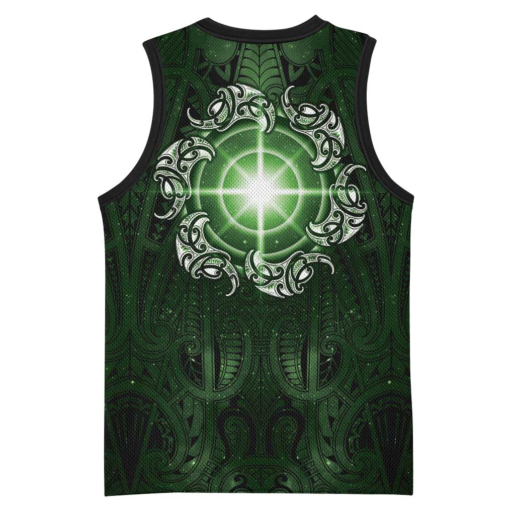 New Zealand Matariki Tupuarangi Basketball Jersey Maori Moko Green Galaxy