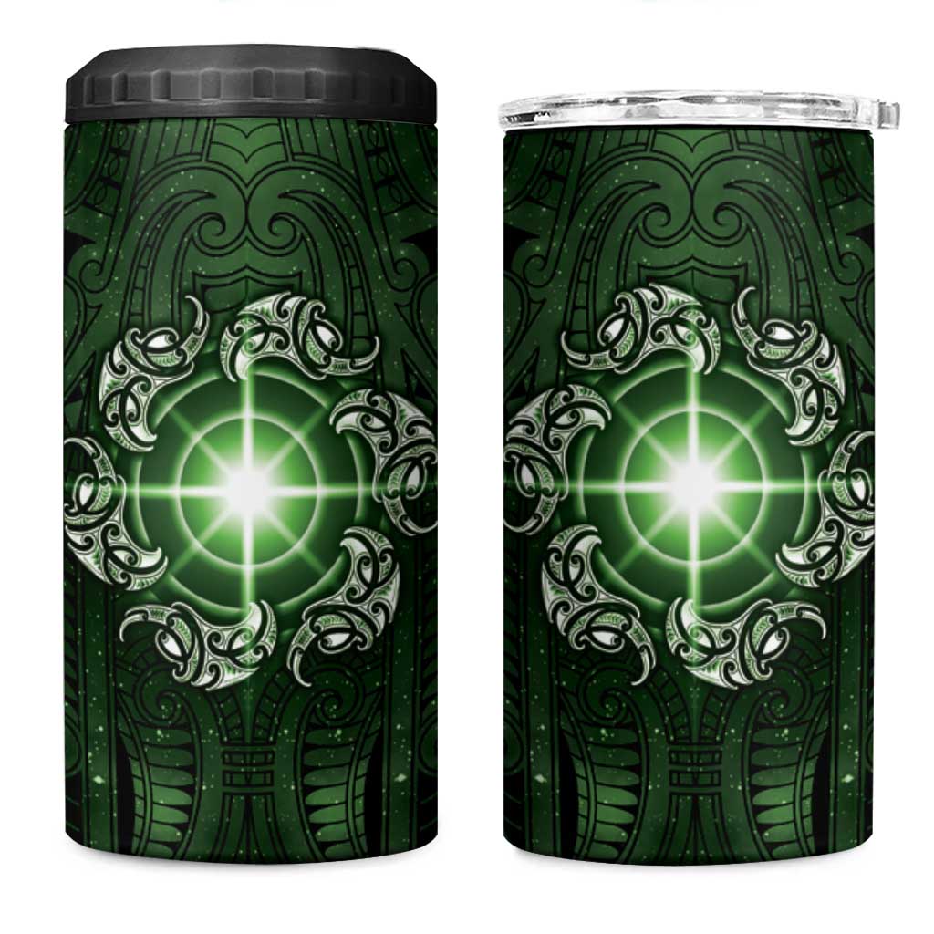 New Zealand Matariki Tupuarangi 4 in 1 Can Cooler Tumbler Maori Moko Green Galaxy LT05 One Size: 16 oz Green - Polynesian Pride
