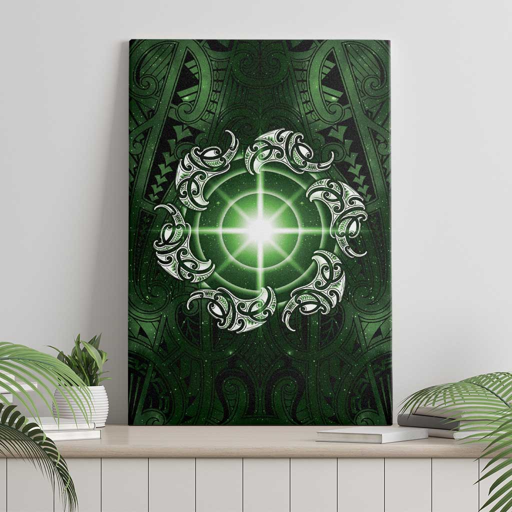 New Zealand Matariki Tupuarangi Canvas Wall Art Maori Moko Green Galaxy